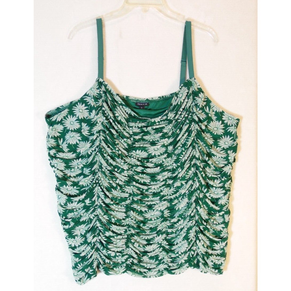 Torrid Tank Top Women 5X Green Stretch Mesh Cropped Shirred Cami NWT - Picture 1 of 7